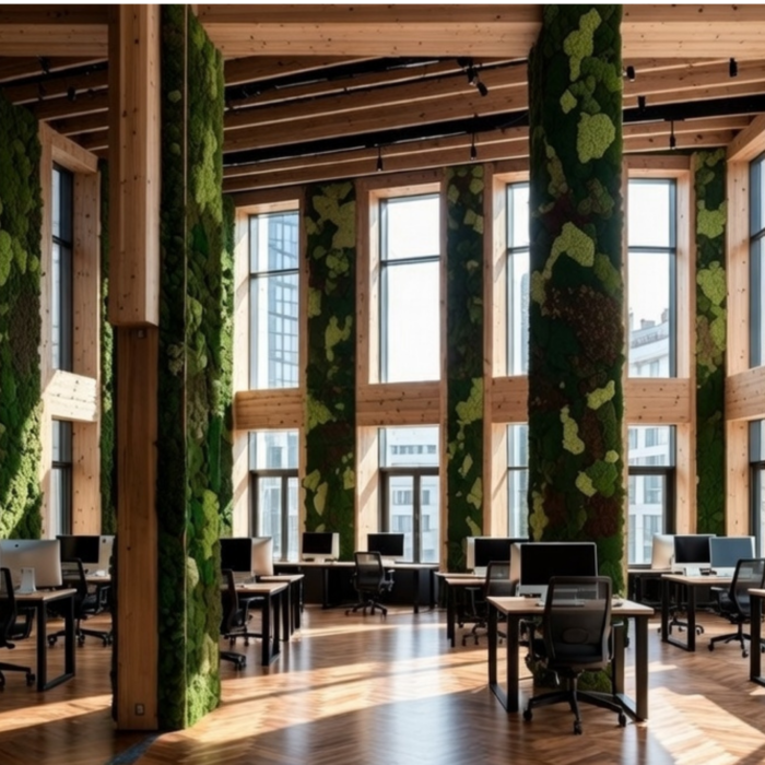 Oficina moderna con jardines verticales