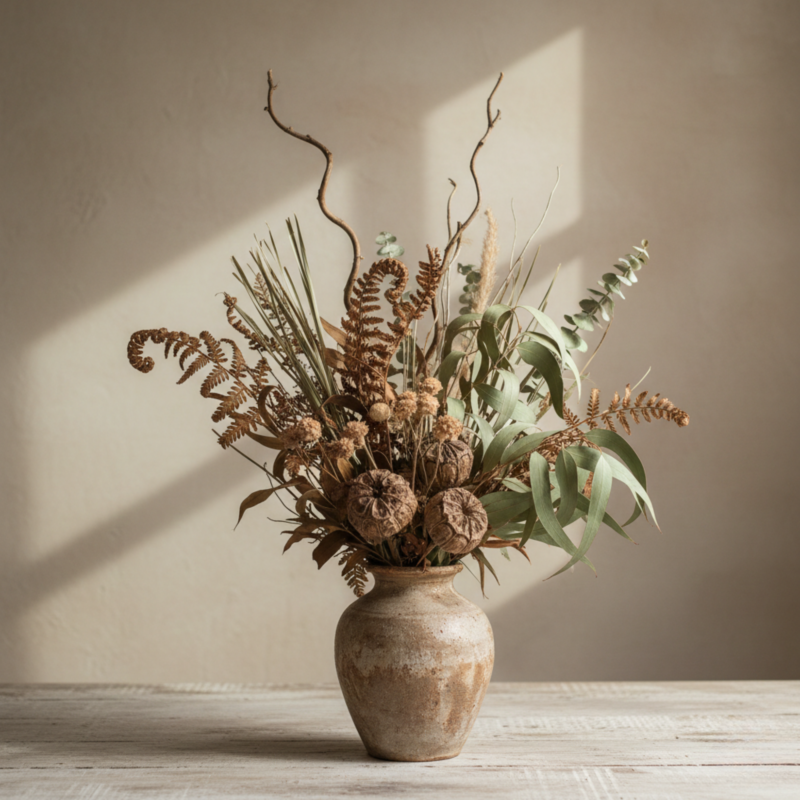 Maceta realizada con proceso de deshidratación de plantas