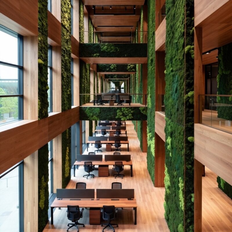 Oficina jardin vertical Saihoplantas pasillo